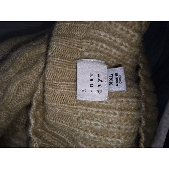 A New Day Womens Cable Knit Sweater XXL Beige Wool Blend Pullover - Picture 5 of 8
